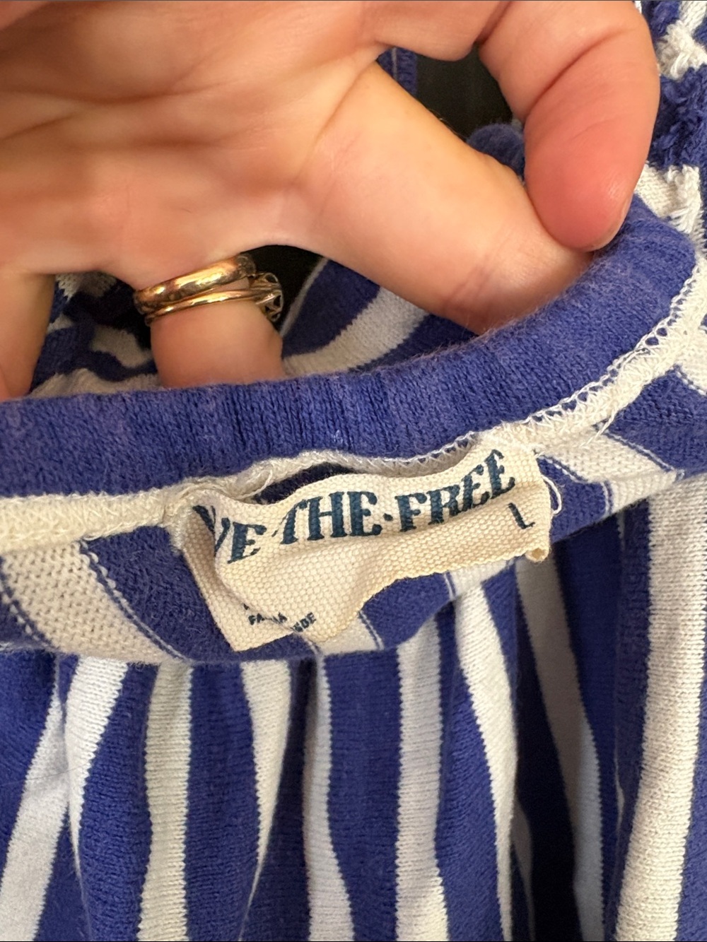 We The Free Blue and White Striped Halter Crop Top - Picture 2 of 4